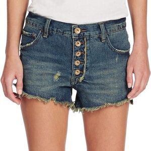 Free People Jillian Runaway Cutoff Button Fly Jean Shorts